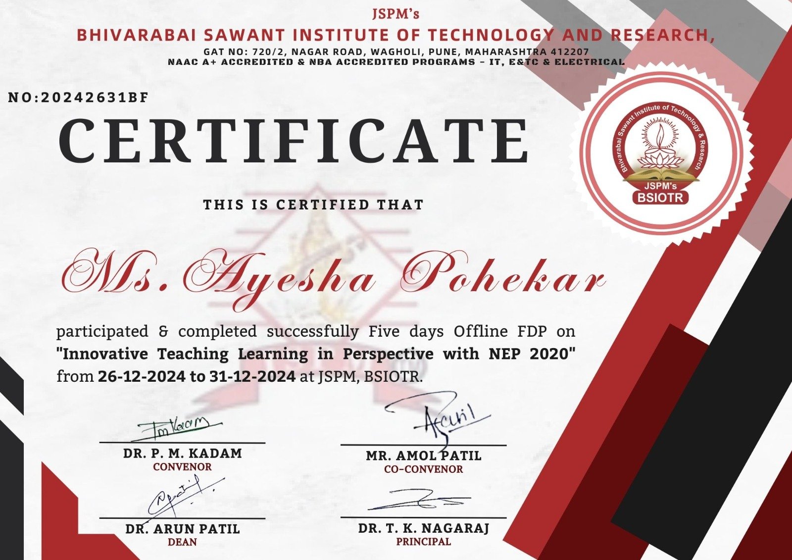 Mrs. Ayesha Pohekar